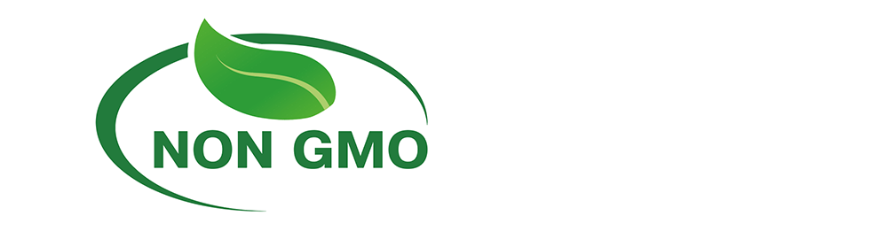 A green leaf encircled by a white ring with the text "NON GMO" below it.