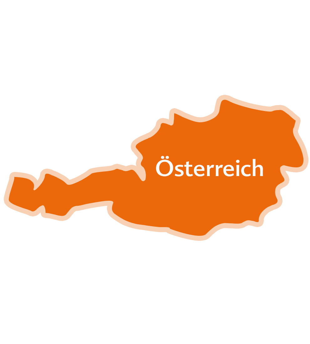 An orange silhouette of Austria