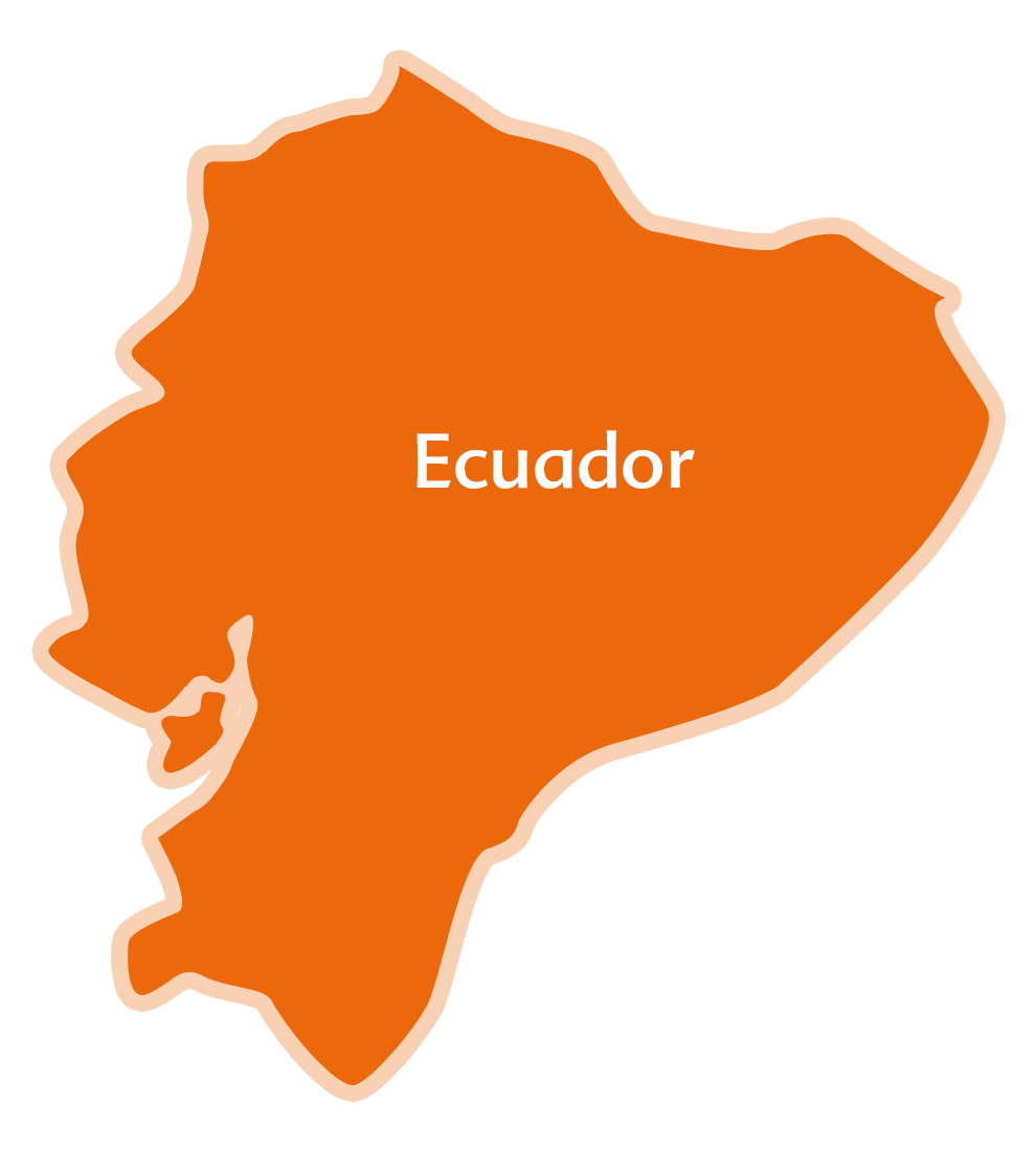 An orange silhouette of Ecuador