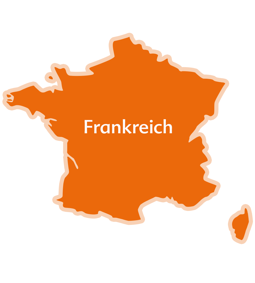 An orange silhouette of France