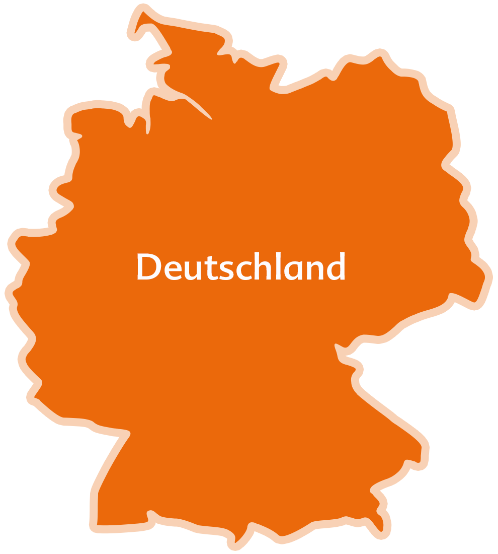 An orange silhouette of Germany