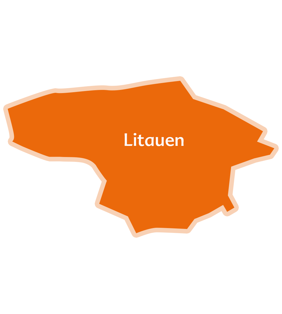 An orange silhouette of Lithuania