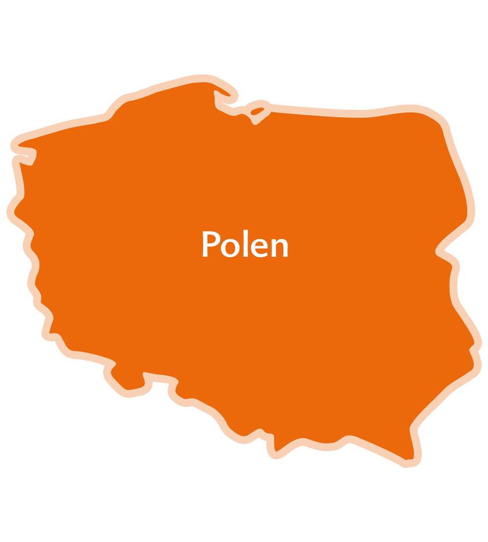An orange silhouette of Poland