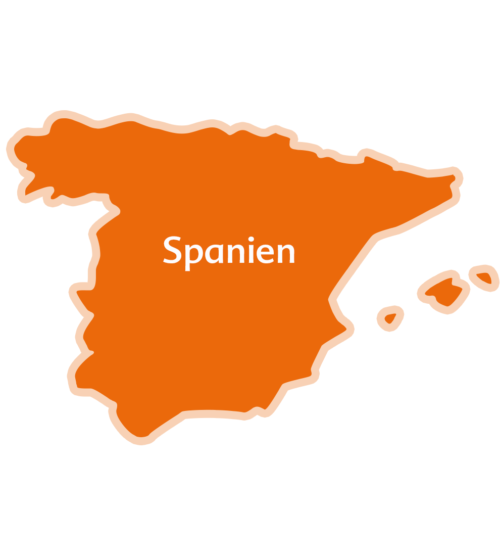 An orange silhouette of Spain